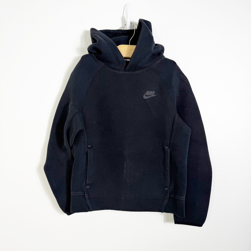 Nike Tech Fleece Hoodie Kids Medium Black Pullover Sweatshirt FD3291-010